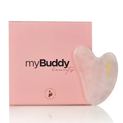 myBuddy Kamień Gua Sha do masażu twarzy z różowego kwarcu
