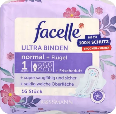 Facelle Ultra Binden Normal + Flugeln + Frischeduft (Podpaski ze skrzydełkami zapachowe rozmiar 1)