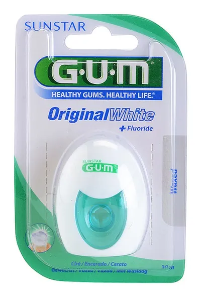 Gum Sunstar Gum Original White, Floss (Wybielająca nić z mikrogranulkami krzemionkowymi i fluorem)