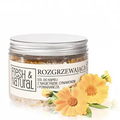 Fresh&Natural Rozgrzewająca sól do kąpieli z nagietkiem, cynamonem i pomarańczą