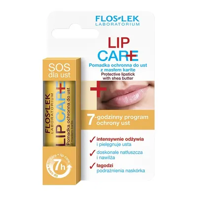Floslek Lip Care, Pomadka ochronna do ust z masłem karite