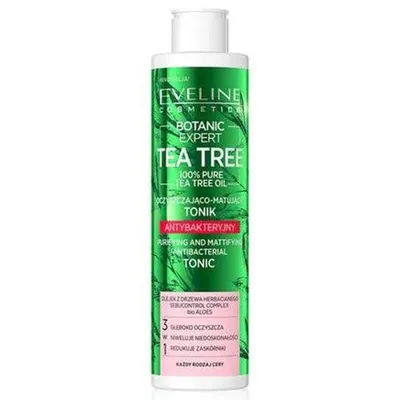 Eveline Cosmetics Botanic Expert Tea Tree, Oczyszczająco-matujący tonik antybakteryjny