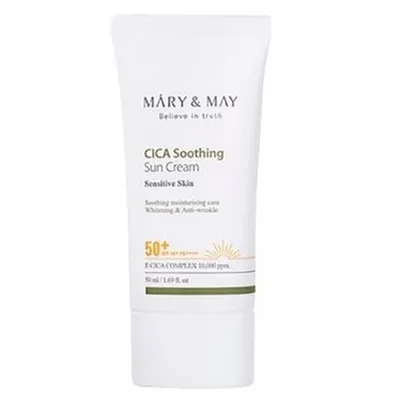 Mary & May Cica Soothing Sun Cream SPF50+ / PA++++ (Łagodzący krem przeciwsłoneczny)