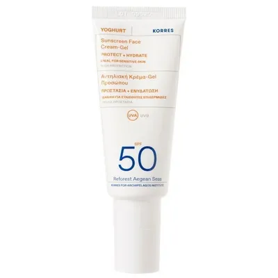 Korres Yoghurt Sunscreen Face Cream-Gel SPF 50 (Krem-żel ochronny do twarzy i okolic oczu SPF50)