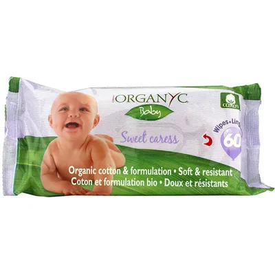 Organyc Organic Baby Wet Wipes Sweet Caress (Chusteczki dla niemowląt z organicznej bawełny)