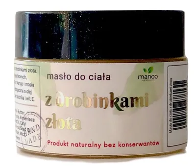 Manoo Naturalnie Rozświetlające masło do ciała z drobinkami złota