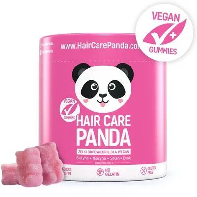 Noble Health Hair Care Panda, Malinowe żelki dla wegan