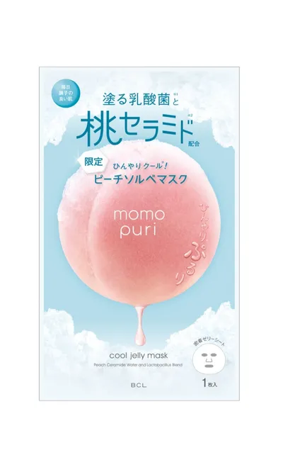 BCL Momo Puri, Peach Ceramide Water & Lactobacillus Blend, Cool Jelly Mask (Nawilżająca żelowa maska w płachcie)