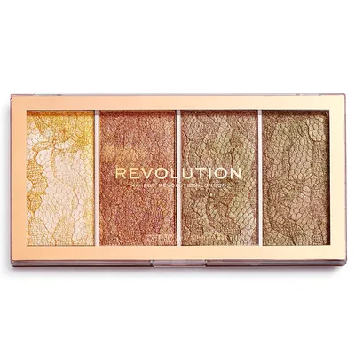 Revolution Beauty (Makeup Revolution) Vintage Lace Highlighter Palette (Paleta 4 rozświetlaczy)