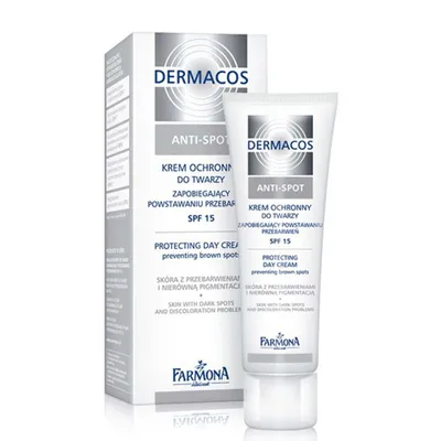 Dermacos Anti-Spot, Ochronny krem na dzień zapobiegający plamom pigmentacyjnym SPF 15
