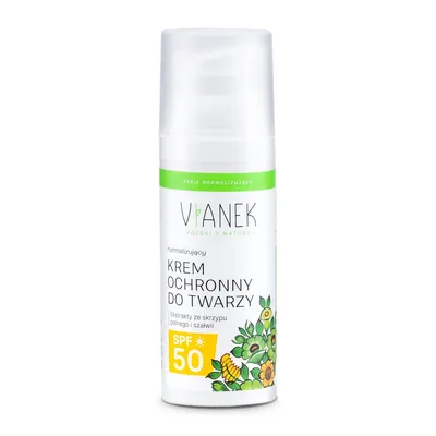 Vianek Seria Zielona, Normalizujący krem ochronny do twarzy SPF 50