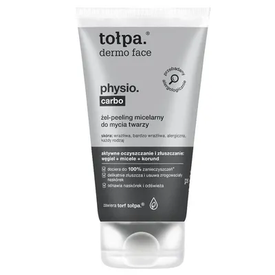 Tołpa Dermo Face, Physio, Carbo, Żel-peeling micelarny do mycia twarzy