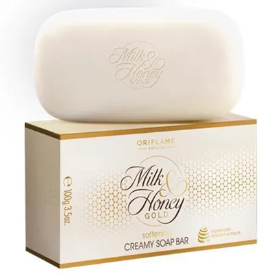 Oriflame Milk & Honey Gold, Creamy Soap Bar (Zmiękczające mydełko z ekstraktami z miodu i mleka (nowa wersja))