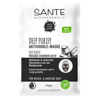 Sante Naturkosmetik Maske Deep Purify Aktivkohle (Głęboko oczyszczająca maseczka z węglem)