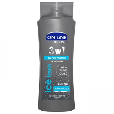 On Line Men & Care, Ice Fresh Shower Gel (Żel pod prysznic dla mężczyzn 3 w 1)