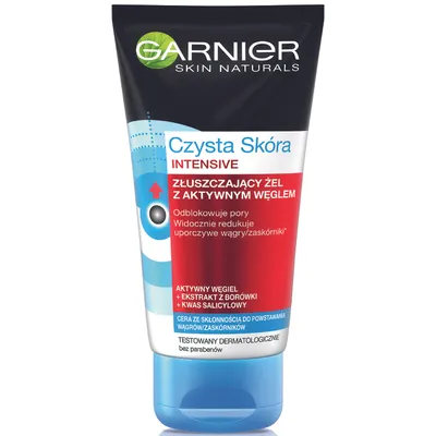Garnier Czysta Skóra Intensive, złuszczający żel z aktywnym węglem