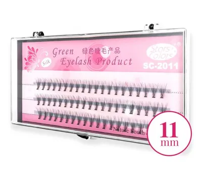 Stars Colors Green Eyelash Product Silk, Kępki rzęs 11 mm