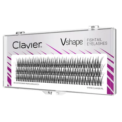 Clavier Vshape, Kępki rzęs  10 mm `Jaskółki, Kardashianki, Fishtail`