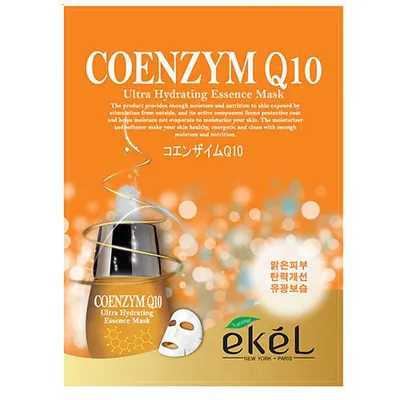 Ekel Coenzym Q10 Ultra Hydrating Essence Mask Pack (Nawilżająca maska na tkaninie do twarzy z koenzymem Q10)