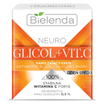 Bielenda Neuro Glicol + Vit. C, Nawilżający krem aktywator blasku i młodości skóry na dzień