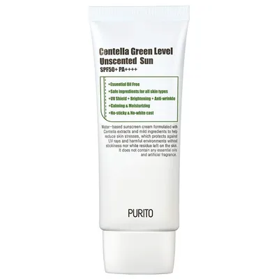 Purito Seoul Centella Green Level Unscented Sun SPF50+/PA++++ (Bezzapachowy krem z filtrem)