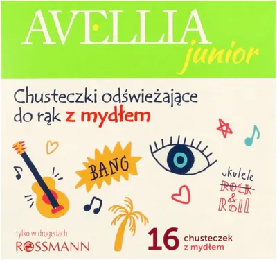 Avellia Junior, Chusteczki odświeżające do rąk z mydłem