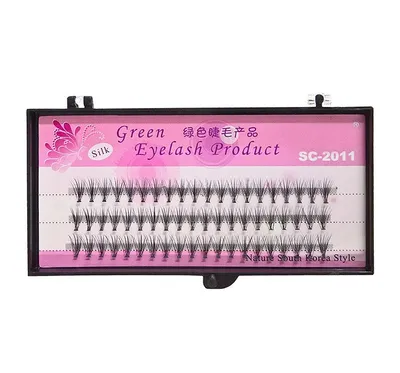 Stars Colors Green Eyelash Product Silk, Kępki rzęs jewabne naturalne 14 mm  SC 2011