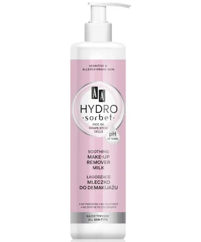 AA Hydro Sorbet, Łagodzące mleczko do demakijażu