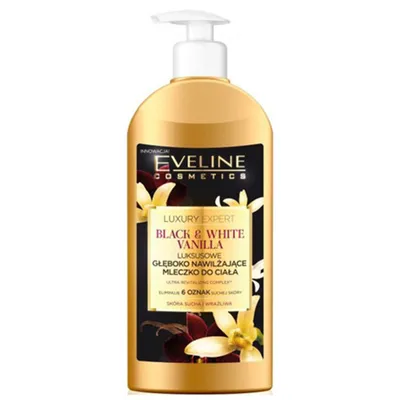 Eveline Cosmetics Luxury Expert, Black & White Vanilla, Luksusowe głęboko nawilżające mleczko do ciała skóra sucha i wrażliwa