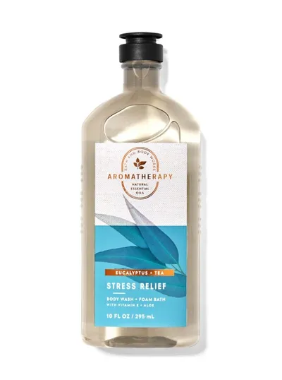 Bath & Body Works Aromatherapy, Eucalyptus Tea Stress Relief Body Wash + Foam Bath with Vitamin E + Aloe (Żel pod prysznic i płyn do kąpieli)