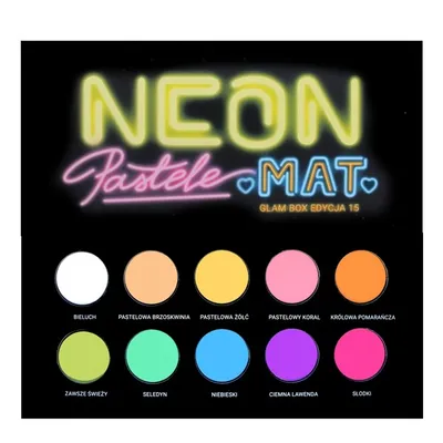 Glam Shop GlamBOX , Edycja 15 Pastele - neon - mat, Paleta cieni do powiek