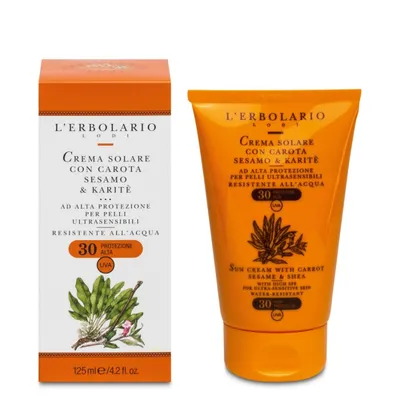 L'Erbolario Solare, Crema Solare Con Carota Sesamo & Karite SPF30 (Balsam do opalania dla bardzo wrażliwej skóry)