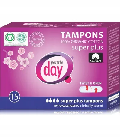 Gentle Day Tampony 100% certyfikowanej bawełny ekologicznej `Super Plus +`