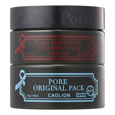Caolion Where is Pore?, Premium Hot & Cool, Pore Pack Duo (Duet maseczek oczyszczających pory z efektem rozgrzewającym i chłodzącym)