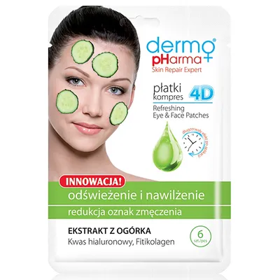 Dermo Pharma Płatki pod oczy i do twarzy kompres 4D, 'Odświeżenie i nawilżenie'