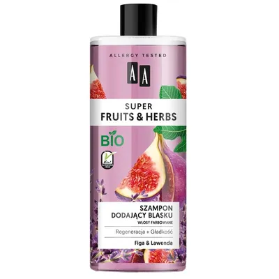 AA Super Fruits & Herbs, Szampon do włosów dodający blasku ` Figa i lawenda`