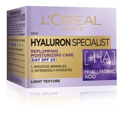 L'Oreal Paris Hyaluron Specialist, Replumping Moisturizing Day Cream SPF20 (Wypełniająca pielęgnacja nawilżająca na dzień)