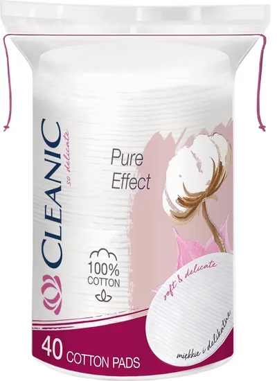 Cleanic Pure  Effect, Owalne bawełniane płatki kosmetyczne