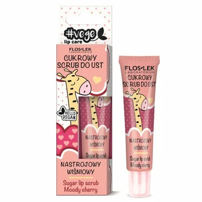 Floslek Vege Lip Care, Cukrowy scrub do ust `Nastrojowy wiśniowy`