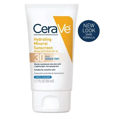 CeraVe Hydrating Sunscreen  Face Sheer Tint SPF 30 (Nawilżający krem ​​przeciwsłoneczny SPF 30)