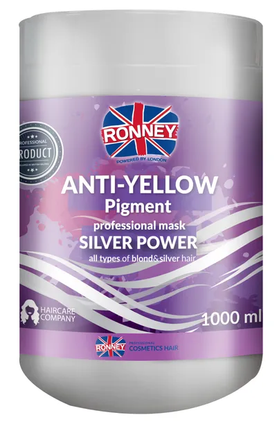 Ronney Professional Mask Silver Power Anti-Yellow Pigment (Maska do włosów blond, rozjaśnianych i siwych.)