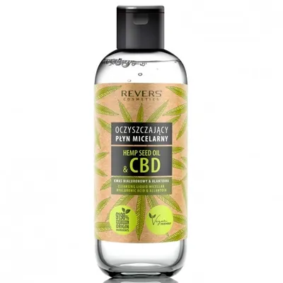Revers Cosmetics Hemp Seed Oil & CBD, Oczyszczający płyn micelarny z naturalnym olejem konopnym z CBD