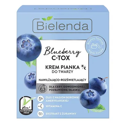 Bielenda Blueberry C-Tox, Krem pianka do twarzy nawilżająco-rozświetlający