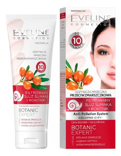 Eveline Cosmetics Botanic Expert, Odżywcza maseczka przeciwzmarszczkowa `Śluz ślimaka+rokitnik`