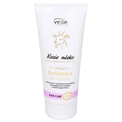 Vellie Cosmetics Kozie mleko, Nawilżająca odżywka do włosów z olejem arganowym i keratyną