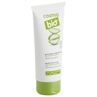 Cosmia Bio, Gommage Visage Douceur a l'Extrait d'Aloe Vera Bio Tous Types de Peaux (Peeling do twarzy z organicznym ekstraktem z aloesu do wszystkich rodzajów skóry)