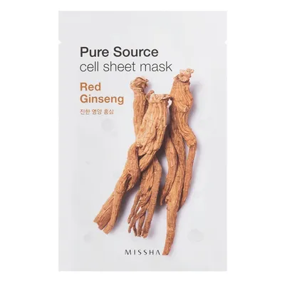 Missha Pure Source, Cell Sheet Mask 'Red Ginseng' (Bawełniana maseczka z wyciągiem z czerwonego żeń-szenia)