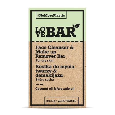 LoveBar Face Cleanser & Makeup Remover Bar Coconut Oil & Avocado Oil (Kostka do mycia twarzy i demakijażu `Olej kokosowy i olej z awokado`)