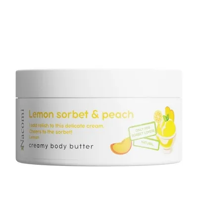 Nacomi Lemon Sorbet & Peach Creamy Body Butter (Kremowe masło do ciała o zapachu brzoskwiniowego sorbetu z cytryną)