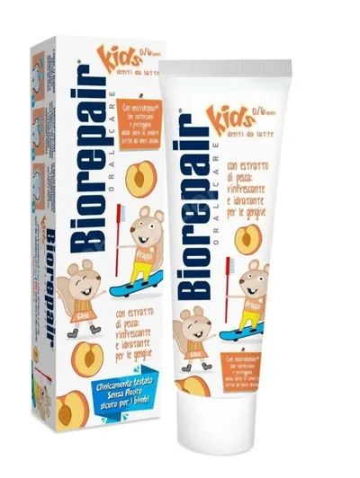 BioRepair Kids, Brzoskwinia, Zęby mleczne, Pasta do zębów 0-6 lat